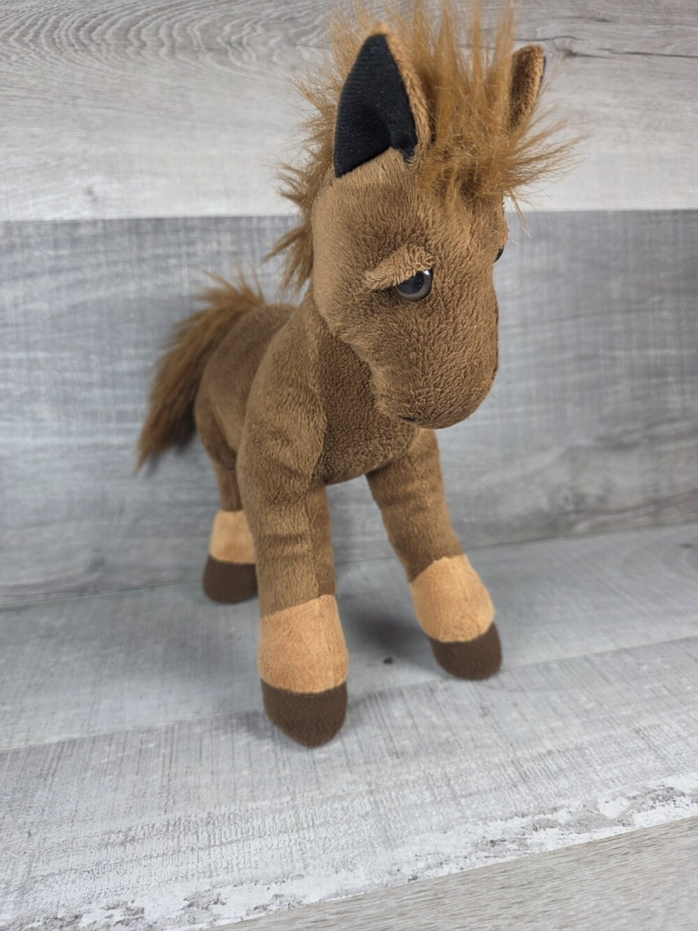 Vtg Animal Alley Plush Horse Sad Face Brown Chestnut Mare B&W Tags RARE b249